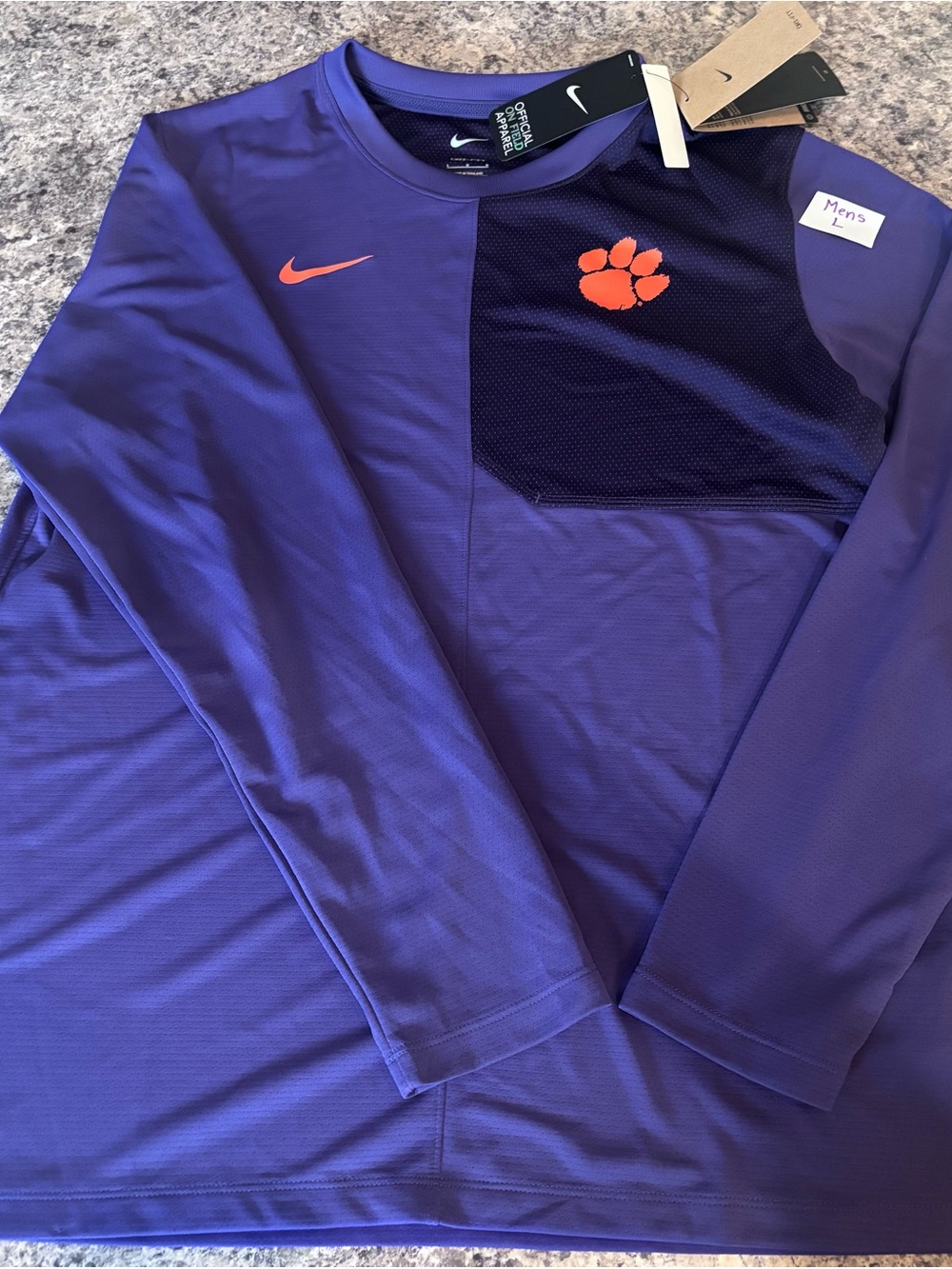 Nike Purple Long Sleeve Performance Clemson Tigers